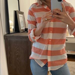 Banana Republic button up soft coral/white stripe